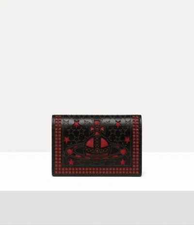 Vivienne Westwood Flap Card Holder Laser Cut Leather Shiny-black-red One Size Men In Multi