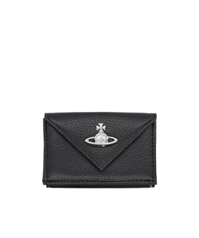 Vivienne Westwood Flap Orb Logo Wallet In Black