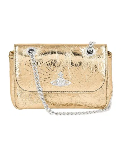 Vivienne Westwood Flap Shoulder Bag In Gold