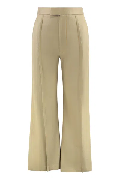 Vivienne Westwood Flared Cotton Trousers With Visible Stitching And Side Pockets In Beige