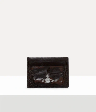 Vivienne Westwood Flat Card Holder Dino-embossed Brown One Size Women