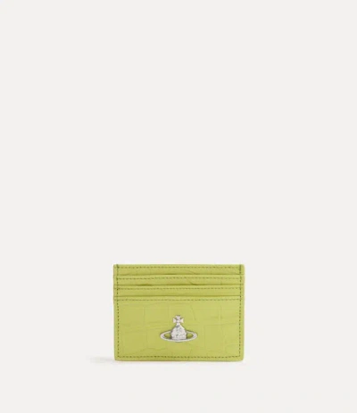 Vivienne Westwood Flat Card Holder Emboss Croc Leather Lime-green One Size Women
