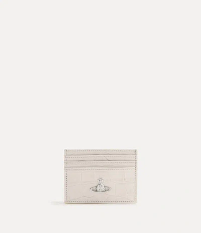 Vivienne Westwood Flat Card Holder Emboss Croc Leather Pearl-white One Size Women