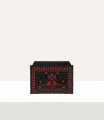 Vivienne Westwood Flat Card Holder Laser Cut Leather Shiny-black-red One Size Men