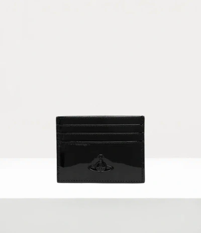 Vivienne Westwood Flat Card Holder Leather Black-enamel-orb One Size Women