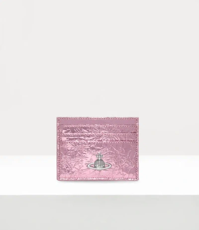 Vivienne Westwood Flat Card Holder Metallic Crinkle Light-pink One Size Women