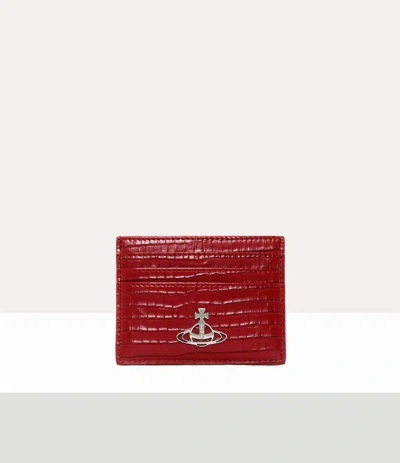 Vivienne Westwood Flat Card Holder Mini Croc-embossed Red One Size Women