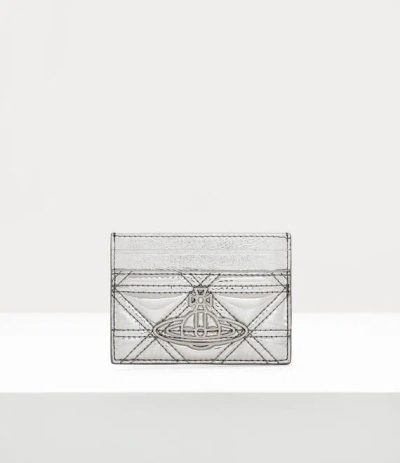 Vivienne Westwood Flat Card Holder Quilted Metallic Pu Silver One Size Women