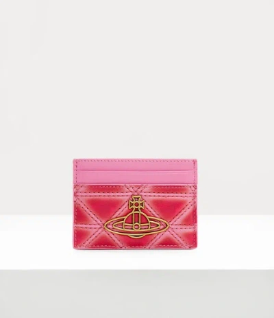 Vivienne Westwood Flat Card Holder Quilted Print Nappa Pink-red One Size Women
