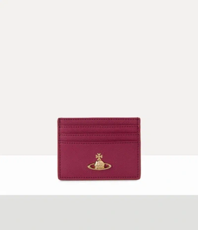 Vivienne Westwood Flat Card Holder Saffiano Leather Plain Red3d-orb One Size Women