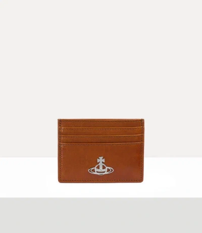 Vivienne Westwood Flat Card Holder Shiny Veget Tanned Camel One Size Women In Brown