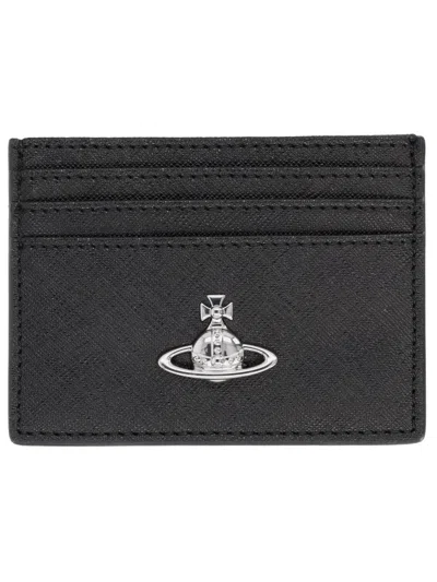 Vivienne Westwood "flat" Card Holder With "orb" Detail In Black