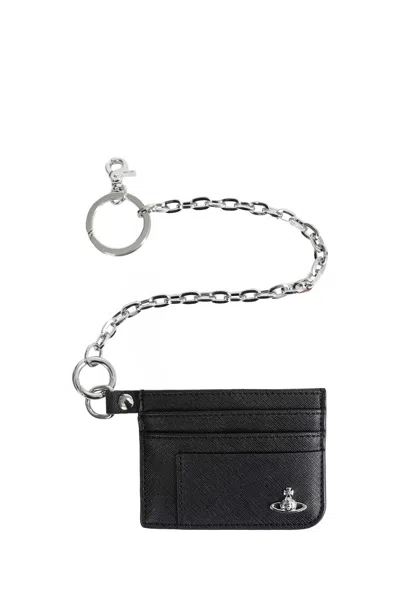 Vivienne Westwood Flat Chain Card Holder In Black