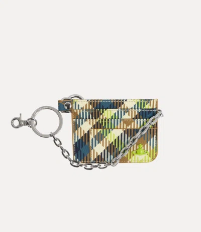 Vivienne Westwood Flat Chain Card Holder Buccia D'arancia -fluro-tartan One Size Unisex