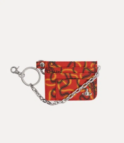 Vivienne Westwood Flat Chain Card Holder Buccia D'arancia Poppy-red-wiggle One Size Unisex