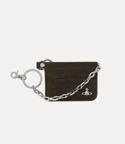 Vivienne Westwood Flat Chain Card Holder Leather Dark-brown One Size Unisex
