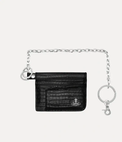 Vivienne Westwood Flat Chain Card Holder Mini Croc-embossed Black One Size Unisex