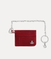 Vivienne Westwood Flat Chain Card Holder Mini Croc-embossed Red One Size Unisex In Red