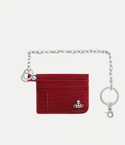 Vivienne Westwood Flat Chain Card Holder Mini Croc-embossed Red One Size Unisex