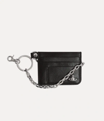 Vivienne Westwood Flat Chain Card Holder Shiny Veget Tanned Black One Size Unisex