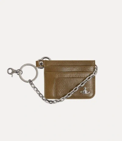 Vivienne Westwood Flat Chain Card Holder Shiny Veget Tanned Oyster-grey One Size Unisex