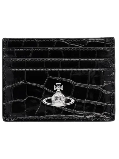 Vivienne Westwood Flat Mini Card Case Wallet 7.5 Cm X 10 Cm X 1 Cm In Black