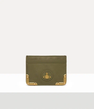 Vivienne Westwood Flat Orb Card Holder Aniline Leather Khaki One Size Women In Brown