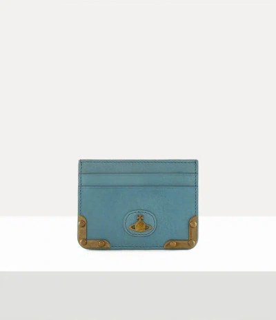 Vivienne Westwood Flat Orb Card Holder Leather Blue One Size Women
