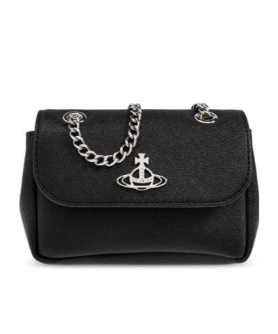 Vivienne Westwood Orb-plaque Shoulder Bag In Black