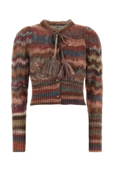 Vivienne Westwood Mohair Blend Flora Cropped Tassel Cardigan In Brown