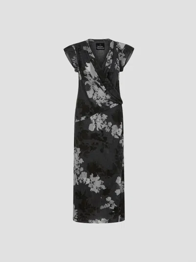Vivienne Westwood Floral River Mini Dress In Black