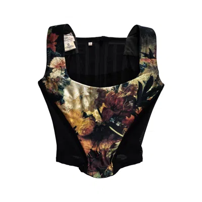 Pre-owned Vivienne Westwood Floral Silk And Power Mesh Corset, Fw 1995 In Black