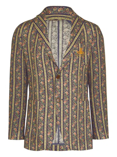 Vivienne Westwood Floral Striped Blazer In Blue