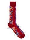 Vivienne Westwood Flower Stripe High Socks Flower Stripe Red 6-8 Unisex In Red