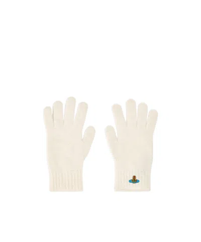 Vivienne Westwood Fluffy Knitted Gloves In White