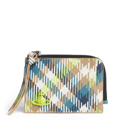 Vivienne Westwood Fluro Tartan Card Holder With Chain In Pattern