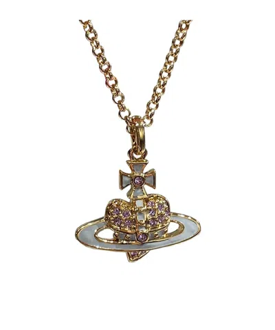 Vivienne Westwood Four-leaf Clover Heart-shaped Pendant In Yellow