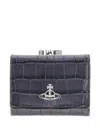 Vivienne Westwood Frame Crocodile-embossed Cardholder In Grey