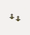 Vivienne Westwood Franca Earrings Ruthenium-white-cz-olive-synthetic-opal Ruthenium-white-cz-olive-synthetic-opal Wome In Ruthenium-white-cz-olive-synthetic-opal