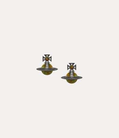 Vivienne Westwood Franca Earrings Ruthenium-white-cz-olive-synthetic-opal Ruthenium-white-cz-olive-synthetic-opal Wome