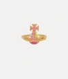 Vivienne Westwood Franca Ring Gold-red-cz-pink-synthetic-opal Gold-red-cz-pink-synthetic-opal Unisex In Gold-red-cz-pink-synthetic-opal