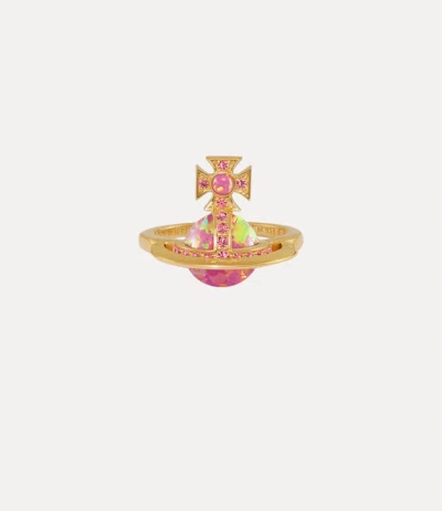 Vivienne Westwood Franca Ring Gold-red-cz-pink-synthetic-opal Gold-red-cz-pink-synthetic-opal Unisex