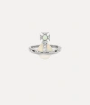 Vivienne Westwood Franca Ring Silver Silver / Cubic Zirconia / Opal Unisex In Silver