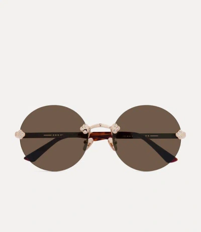 Vivienne Westwood Franklin Sunglasses Stainless Yellow  Women In Animal Print