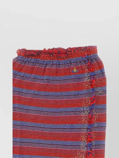 Vivienne Westwood Frayed Tweed Striped Skirt In Multi