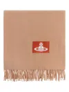 Vivienne Westwood Fringed-edge Logo-patch Scarf In Neutral