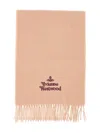 Vivienne Westwood Fringed Logo-embroidered Scarf In Neutral