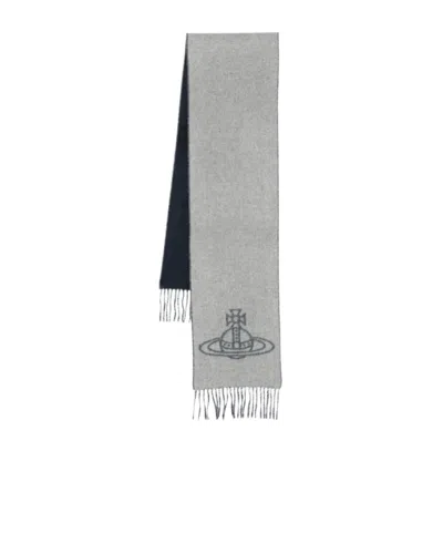 Vivienne Westwood Fringed Scarf In Gray