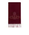 Vivienne Westwood Unisex Double Logo Red Wool Scarf In Brown