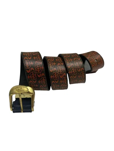Pre-owned Vivienne Westwood Full Leather Spellout Belt In Black
